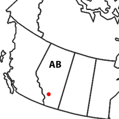 The location of Calgary, in Alberta, Canada