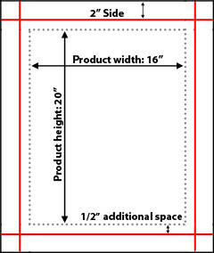 The dimensions of a box for a 16x20 inch product