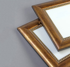Completed gold solid wood picture frames with beading