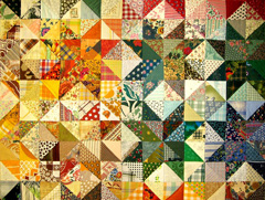 Quilts can be mounted to a backing board by stitching