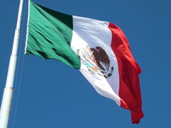 The Mexican flag, flying proudly