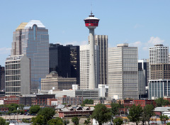 The Calgary, Alberta skyline with a view of the Calgary Tower