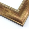 This solid wood frame features a wide clam shell profile finished with striking gold foil over a red-brown base.  The result is a veined, fingerprint design that gives the frame a traditional, classic look.  A beaded inner lip completes the design, tipped with the same colouring.

2.5 " width: ideal for large images.  Border bold oil paintings or prints, or fine art photographs.